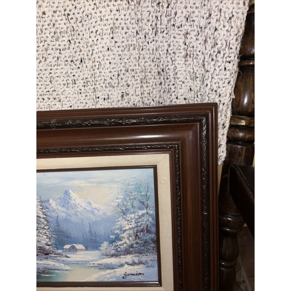 Jamison Snowy Winter Landscape Oil Painting - Signed And Framed 8"x10"(16"x18") - Picture 4 of 5